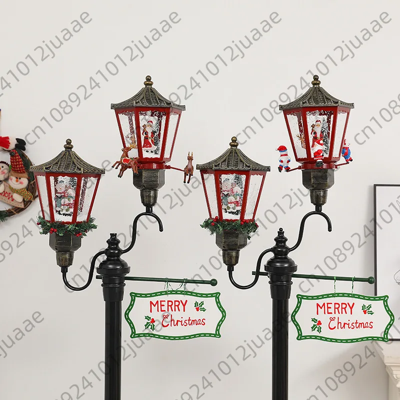 Christmas street lamp wrought iron floor wind European retro garden snow set props decoration retro snow