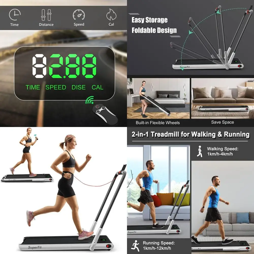 

Portable Under Desk Treadmill with LED Display, Remote & App Control, Suitable for Office or Home Gym (Silver Grey)
