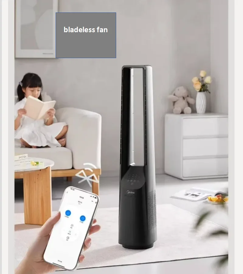 Midea 220V Bladeless Tower Fan with Smart Voice Control DC Inverter Quiet Cooling for Home Living Room LYH