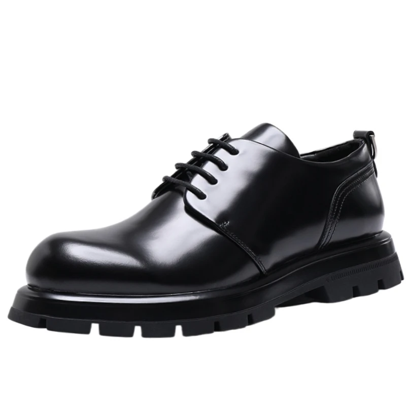 

British High-end Derby Shoes for Men Business Casual Thick Soled Men's Dress Shoes Genuine Leather Groomsman Wedding Oxford Shoe
