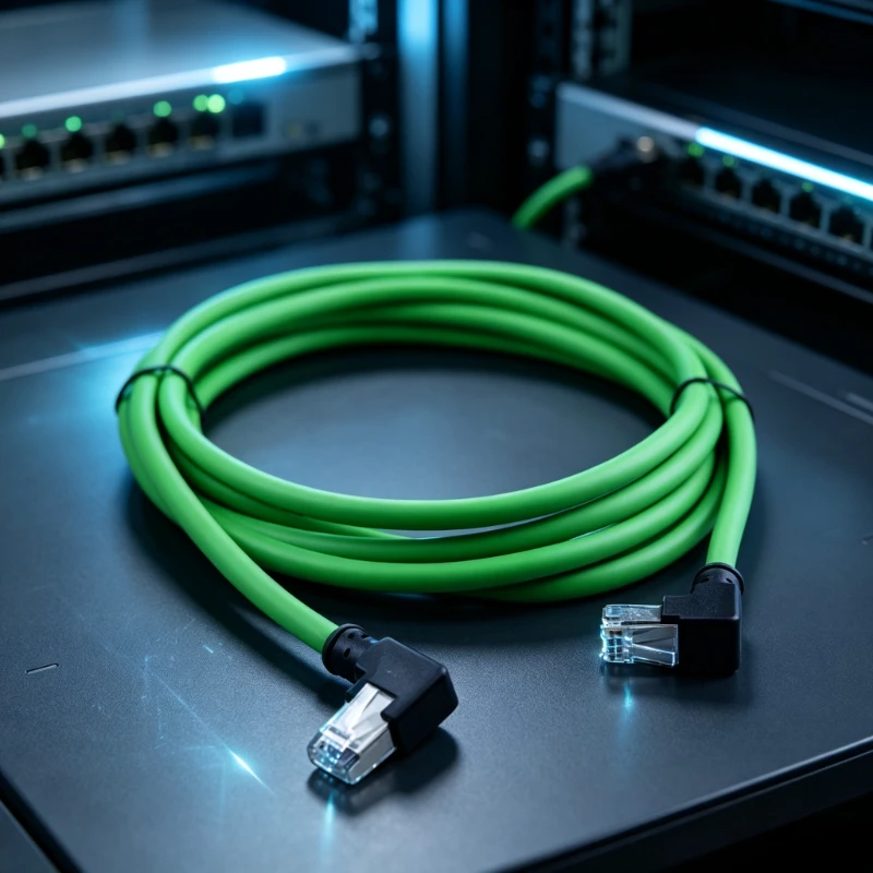 Double 90 Degree Elbow RJ45 Cable CAT6A Shielded Network Wire Gigabit Profinet Ethernet Cable Bend Right Angle Connection Line