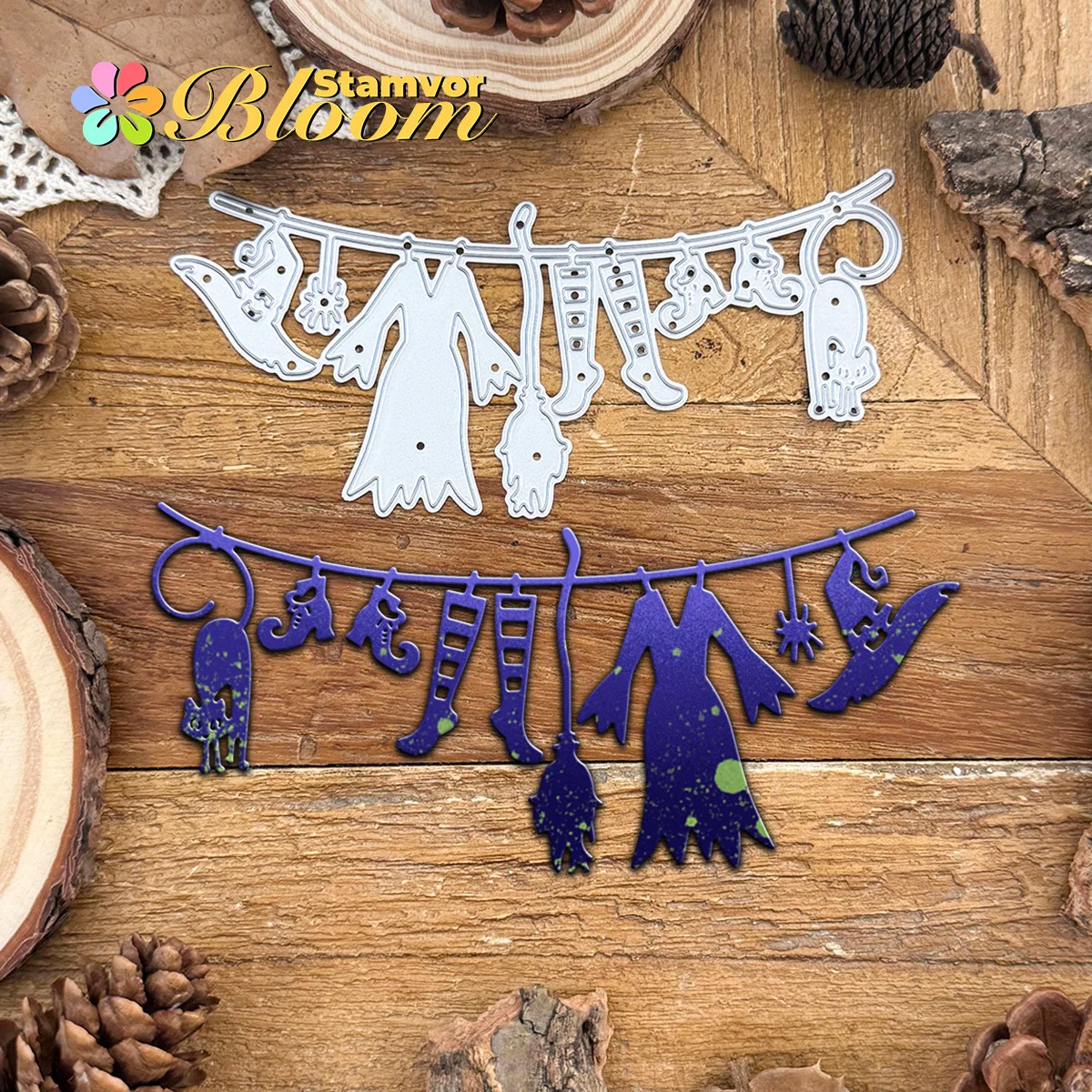 Original schöne Halloween-Objekte Hexe Tuch Metall Stanzformen Scrapbooking dekorative Prägung