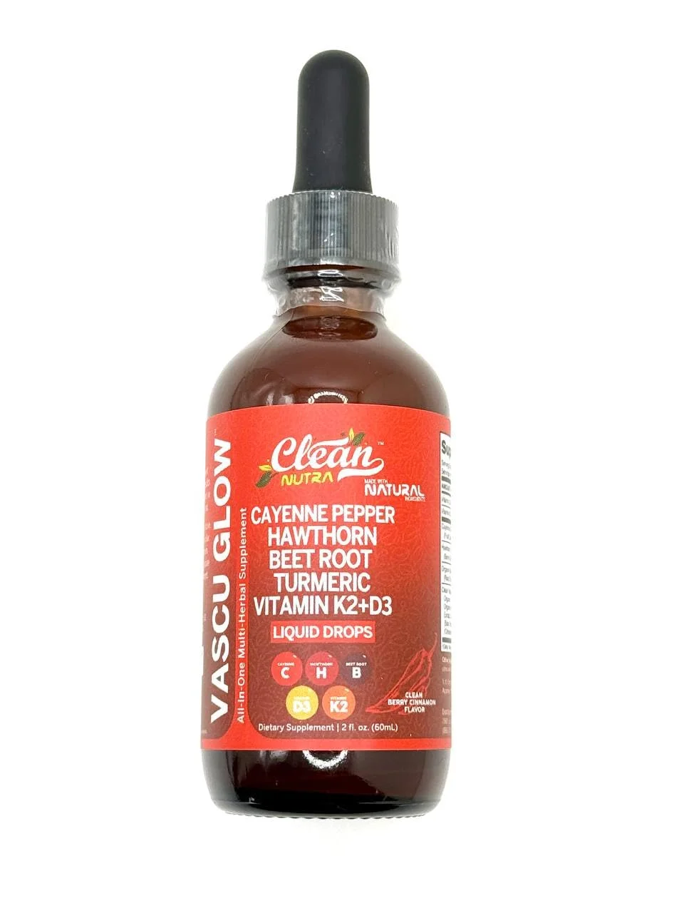 Cayenne Pepper Drops Supplement Liquid + Hawthorn Berry, Vitamin D3 K2 Beet Root Powder, Ceylon Cinnamon, Turmeric Curcumin, Organic Panax Ginseng, Berberine Extract Organic