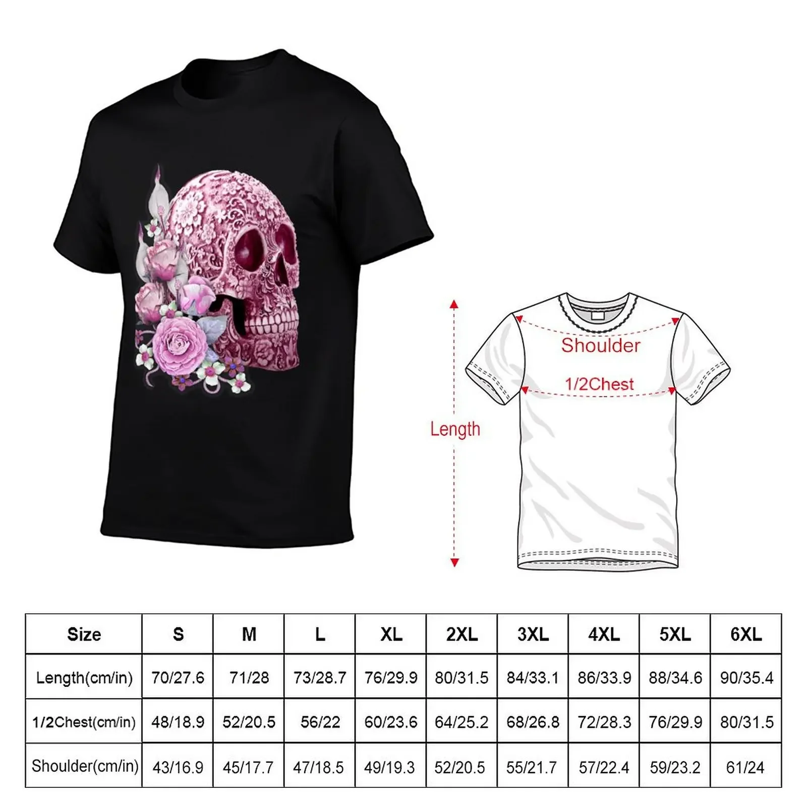 Pink Floral Pink Flowers Sugar Skull T-Shirt designer shirts sublime funny t shirts men