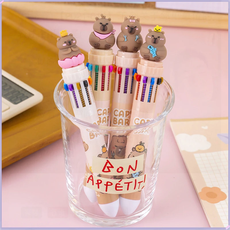 24-Pack Creative Capybara Animal Ten-Color Ballpoint Pens As Perfect Gifts for Friends and Family