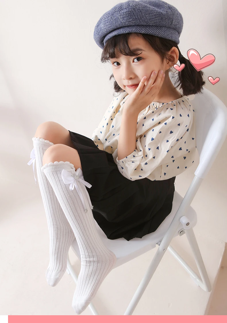Neue Kinder Mädchen Bogen lange Socken Frühling Herbst Baumwolle über dem Knie hoch kawaii Socken niedlich glänzend Krone Stern Baby Lolita Strümpfe – Detail 9