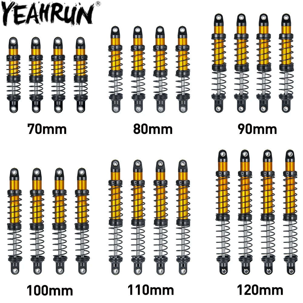 YEAHRUN Metal Shock Absorber Oil Damper 70/80/90/100/110/120mm for 1/10 RC Crawler Car Axial SCX10 90046 TRX4 TRX6 D90