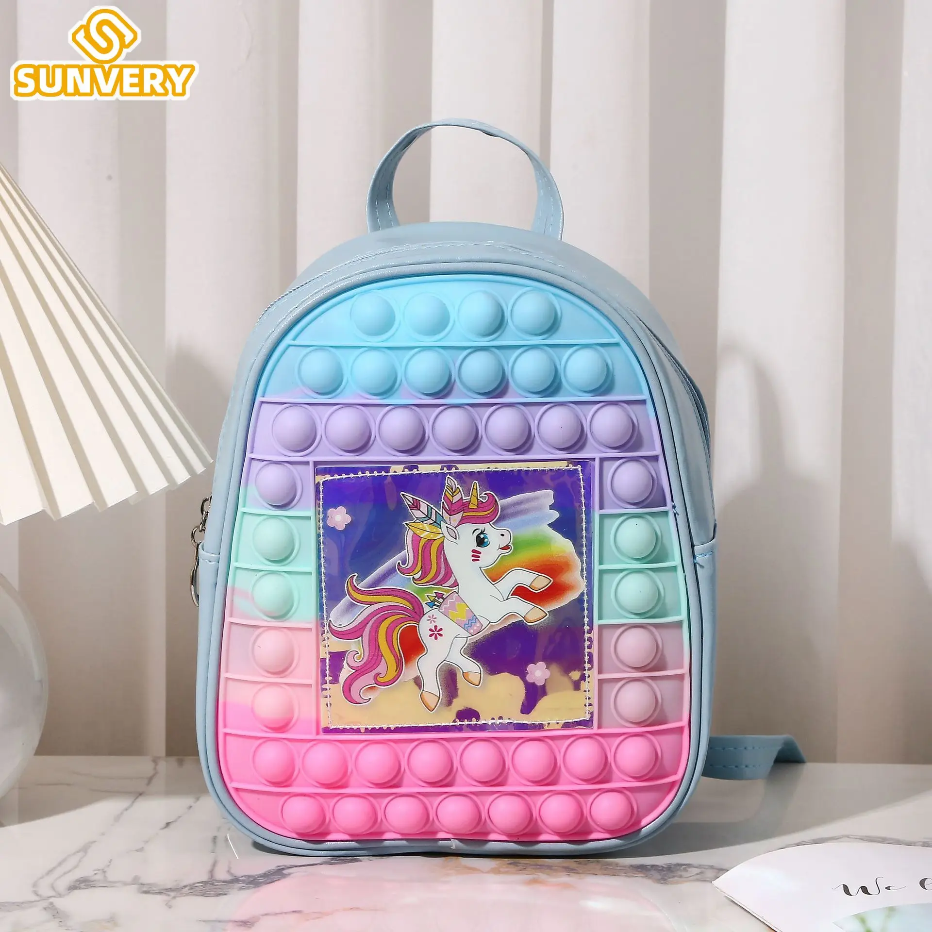 Unicorn Pop School Bag for Autism Kids Backpack Girls ADHD Pops Bubbles Fidget Toy Sensory Fidget Toys Birthday Fidgets Gifts