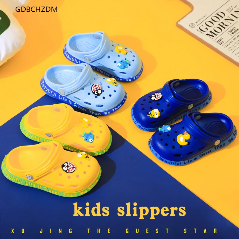 New Summer Sandals Kids Mules Baby Boys Girls Cartoon Baby Sandals Flat Heels Solid Cartoon Slippers Children's Garden Shoes