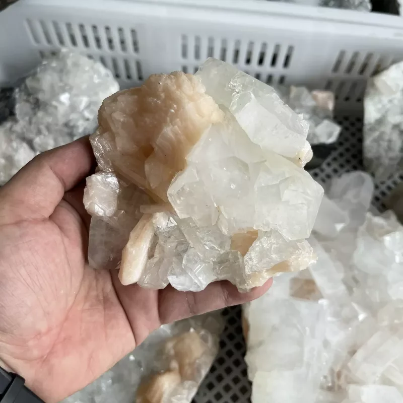 

Wholesale Natural clear rough raw specimen cluster apophyllite zeolite specimens tangerine Quartz clusters