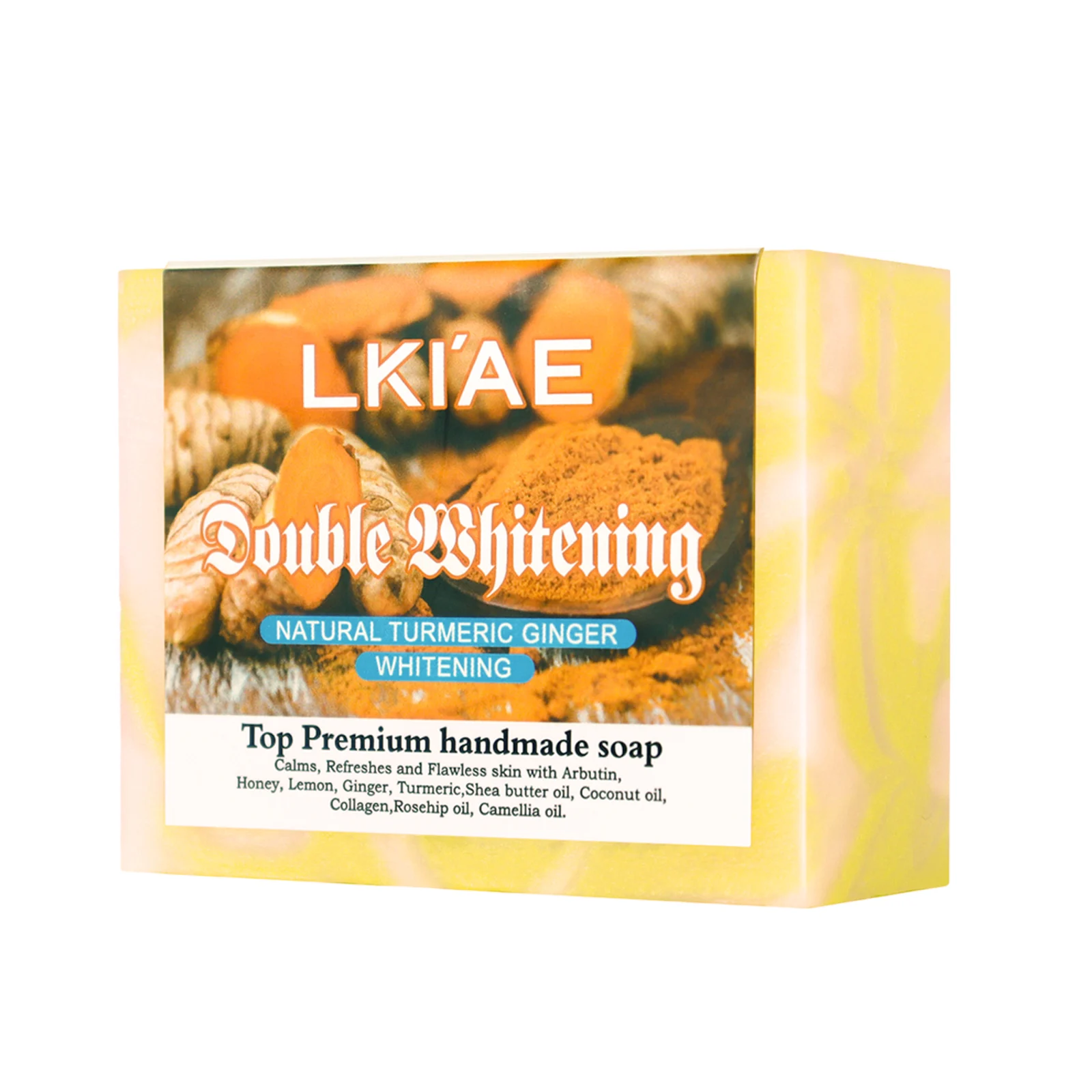 LKIAE Natural Turmeric & Ginger Handmade Soap Bar,Brightening, Reduce Acne, Dark Spots, Shrink Pores, Oil Control, 150g/5.3 oz