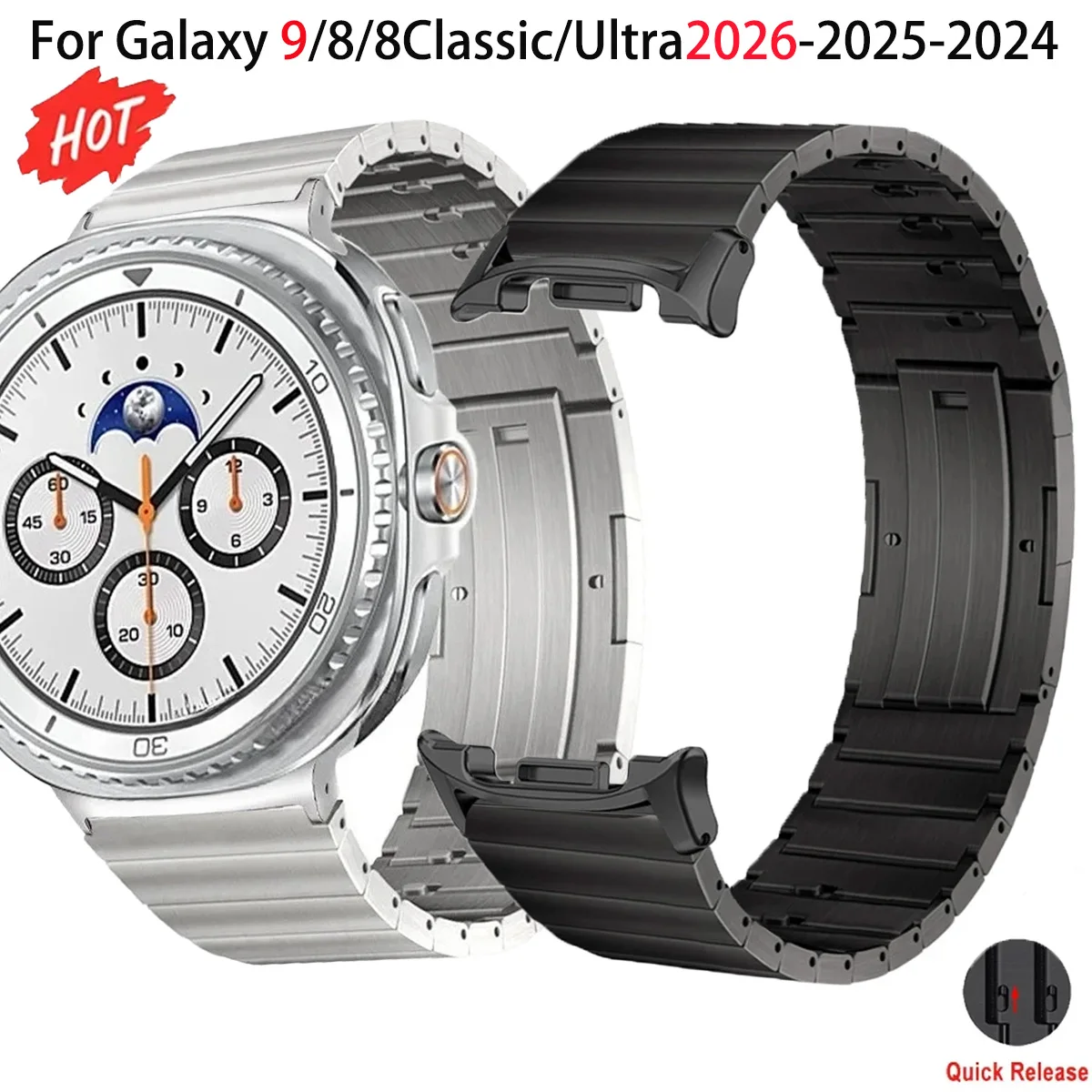 Quick Release Titanium Band for Samsung Galaxy Watch Ultra 2 2026/2025/2024 Strap for Galaxy Watch 9 8 44mm 40mm 8 Classic 46mm