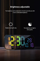 RGB LED Color Changing Digital Alarm Clock For Children Snooze Wall/Desktop Mirror USB Clock With Temperature Date Week Display