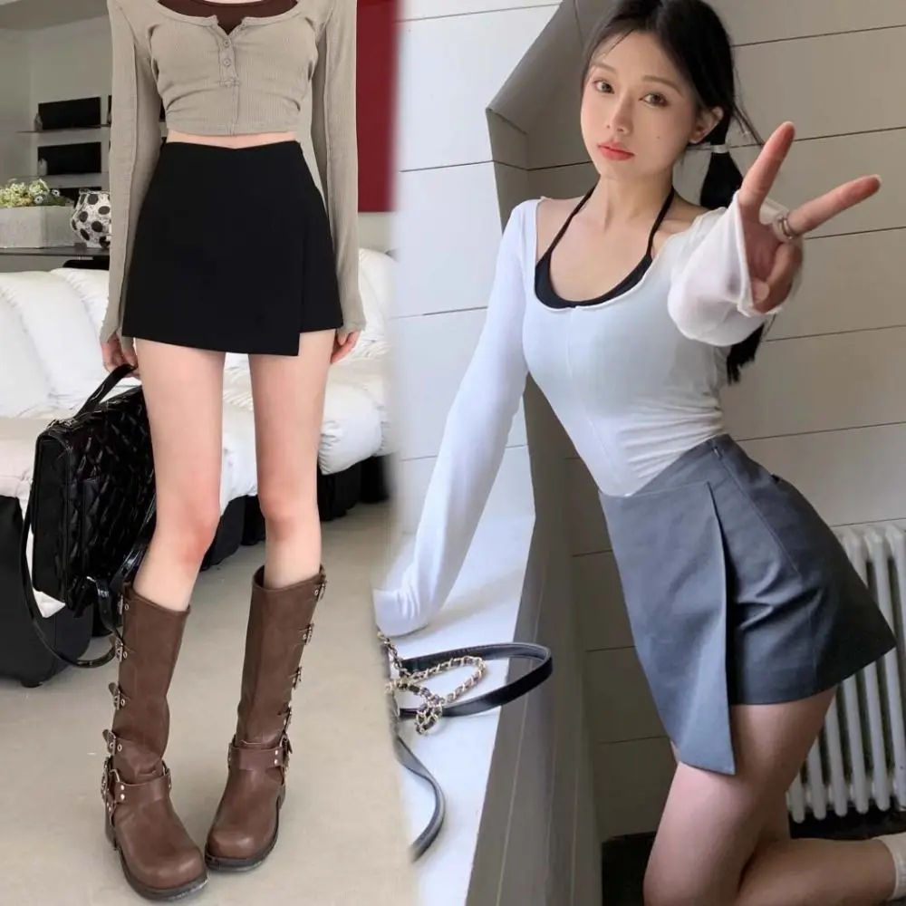 

Asymmetrical A-line Short Skirt Slim Fit Summer Mini Short Skirt High Waist Spicy Girl Style Women's Shorts Pants Women