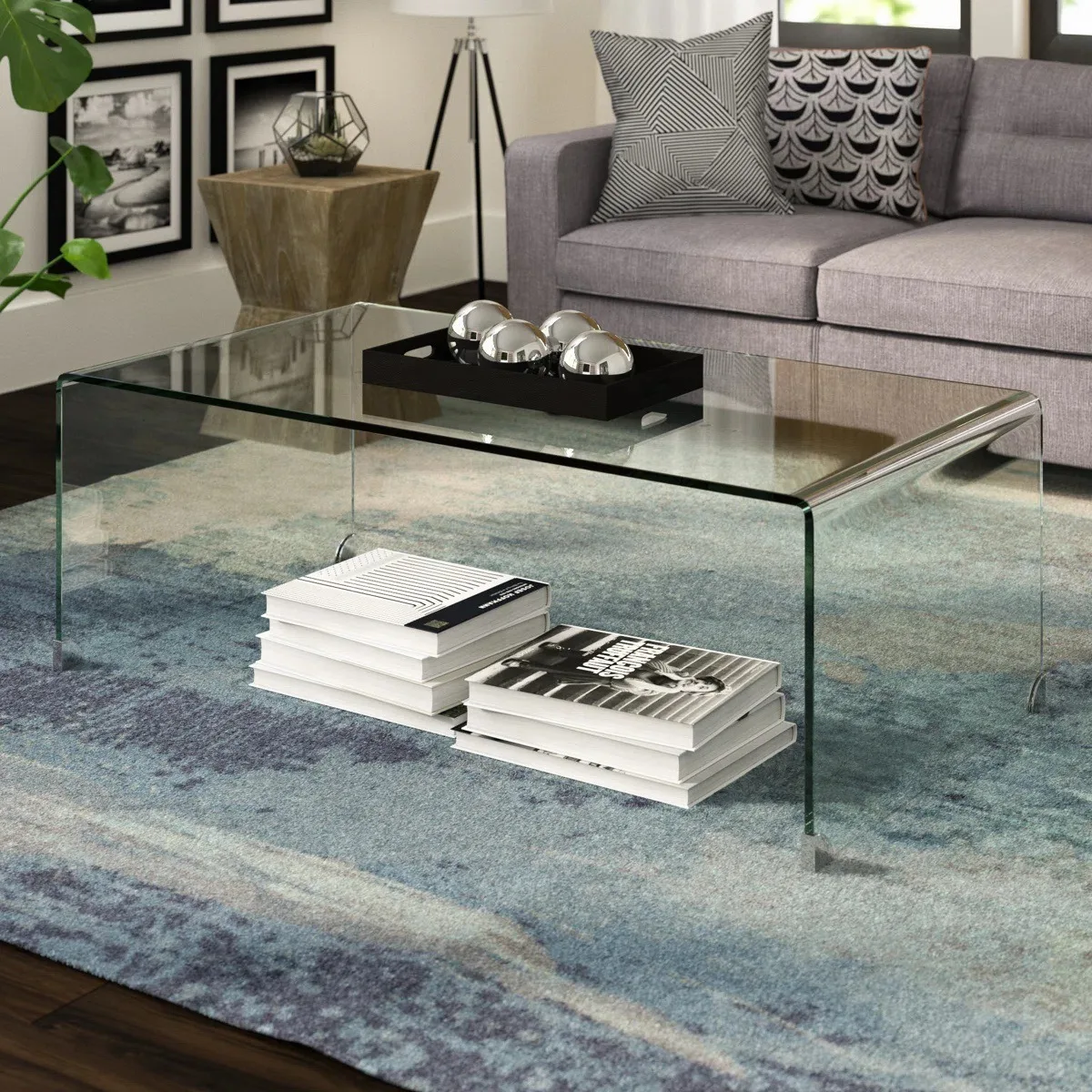 

Rectangle acrylic coffee table modern simple ins style living room small apartment household balcony coffee table