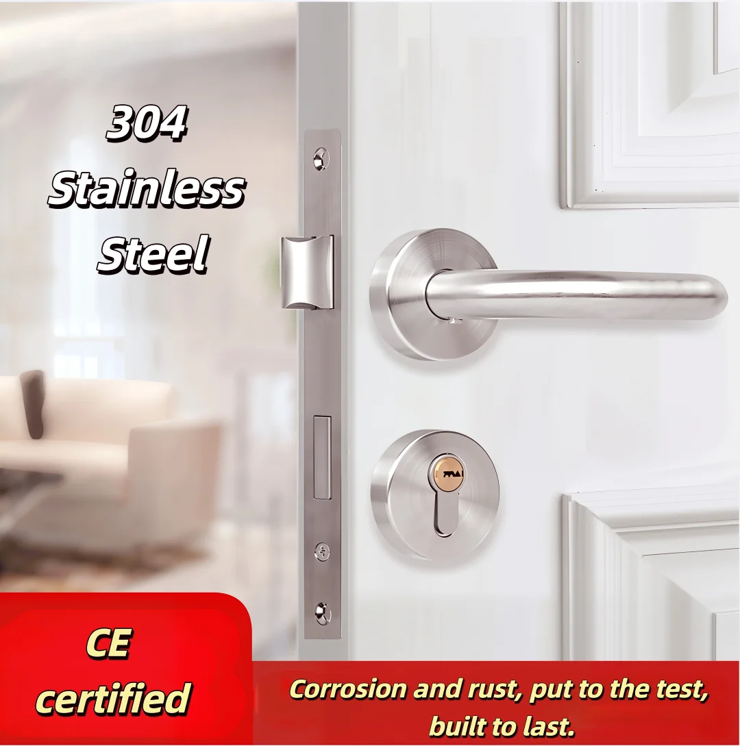 Fire-Rated Door Lock Set in 304 Stainless Steel Corrosion-Resistant Compliant with EN Standards for Commercial & Institution Use