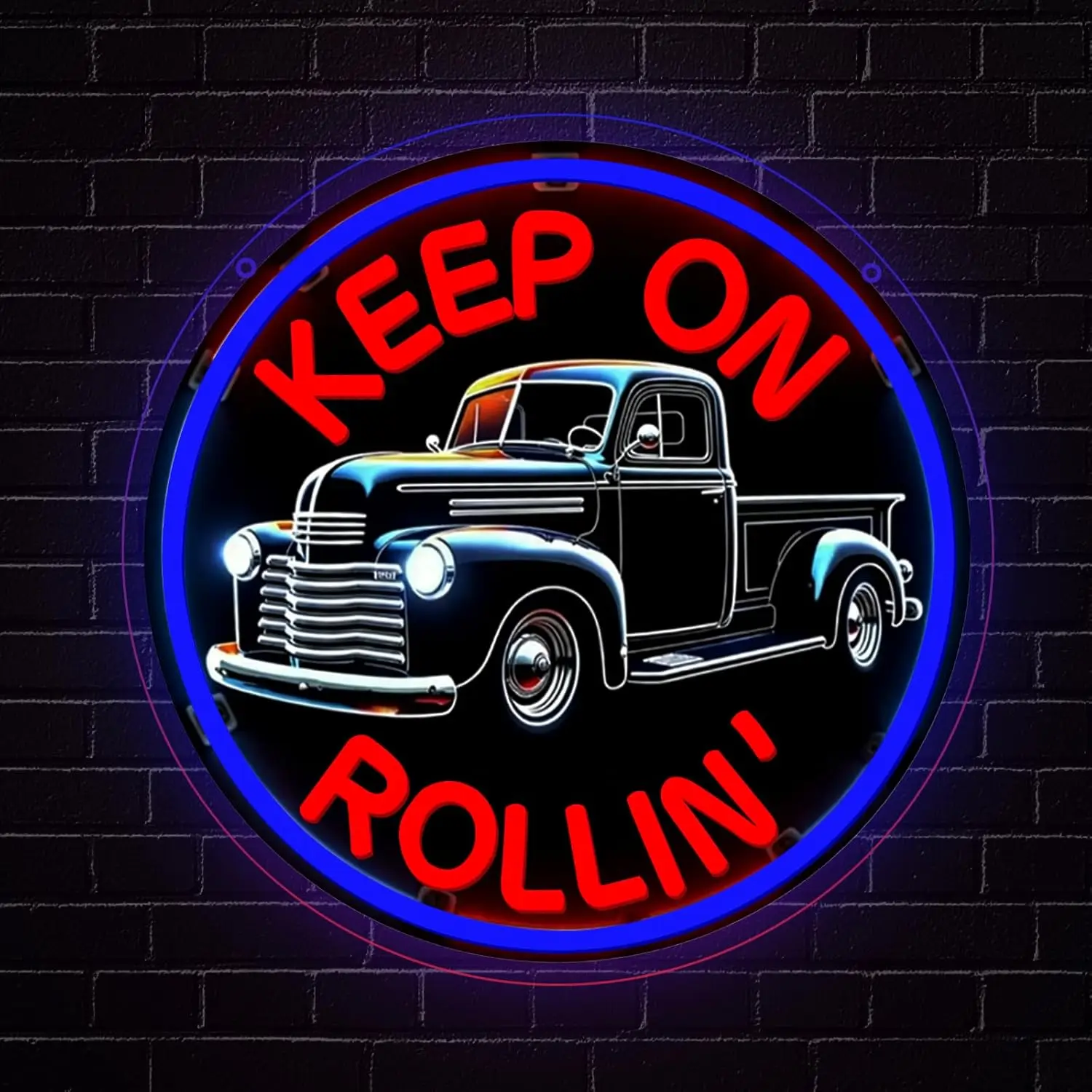 

Keep On Rollin' Neon Sign Art Wall Light USB LED Neon Light for Garage Kid Room Bar Gaming Room Bedroom Decoration Birthday Gift