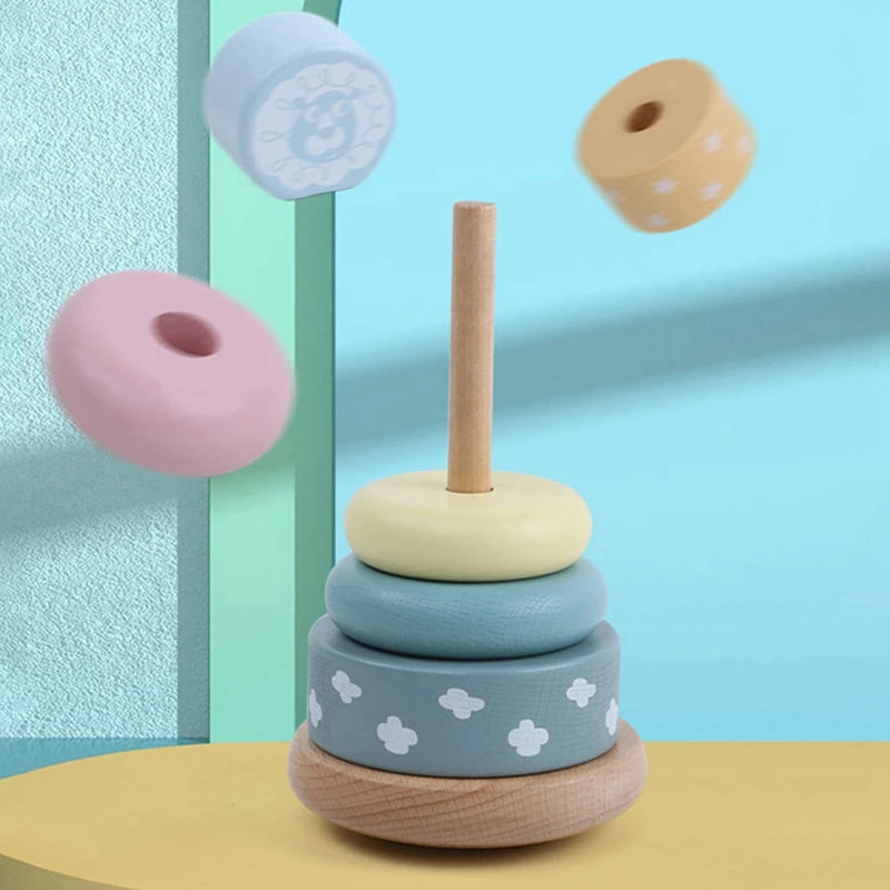 Houten Stapeltoren, Macaron Gekleurd Non-Reverse Educatief Speelgoed Handgemaakt Houten Speelgoed Voor Stapelen Voor Childs Geschenken