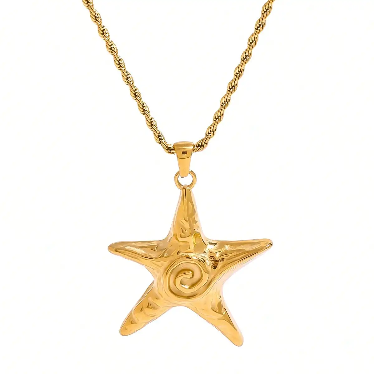 

Gold-Plated Stainless Steel Star Pendant Rope Chain Necklace