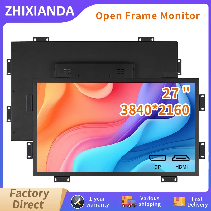 27 Inch 4K Industrial Open Frame Monitor 3840*2160 Metal Case Capacitive Touch Screen Display With HDMI Displayport Interface