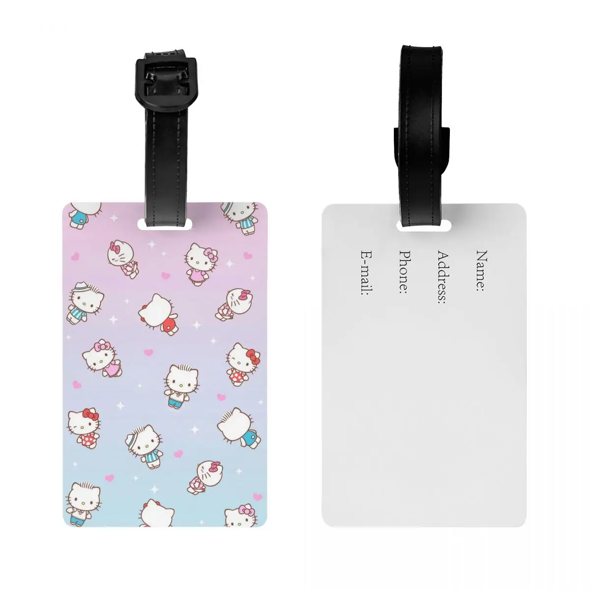 Hello Kitty Cartoon Patroon Bagagelabel Met Naamkaart Privacy Cover Id Label Voor Reiskoffer