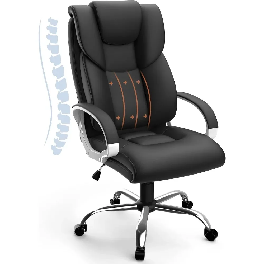 

Office Chair, Leather Executive Chair Ergonomic Home Office Chairs Heavy Duty, High Back Computer Gaming Chair