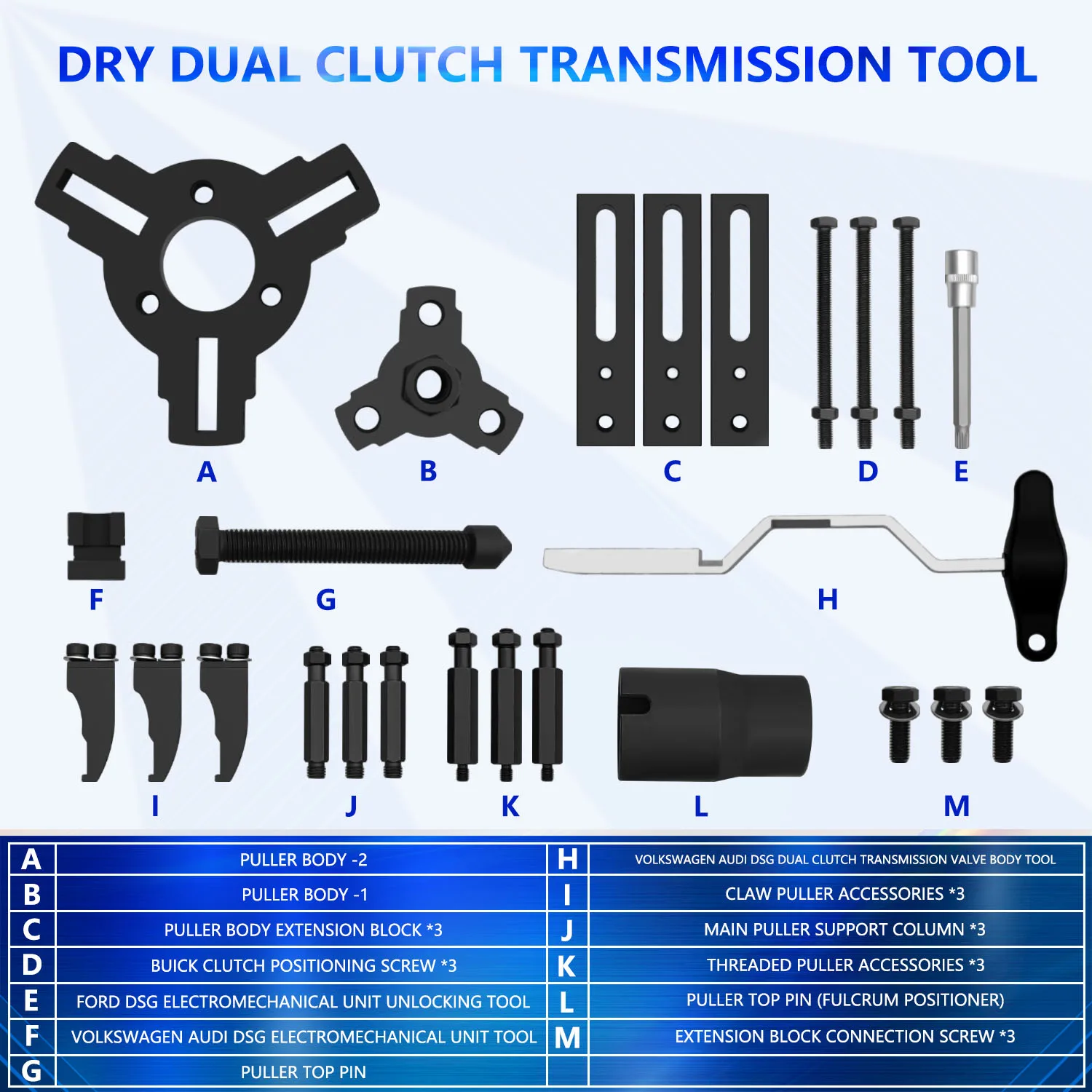 25pcs Dry Dual Clutch Transmission Removal and Installation Tool Kit for Ford,Buick,Chevrolet,Hyundai,Kia,DSG