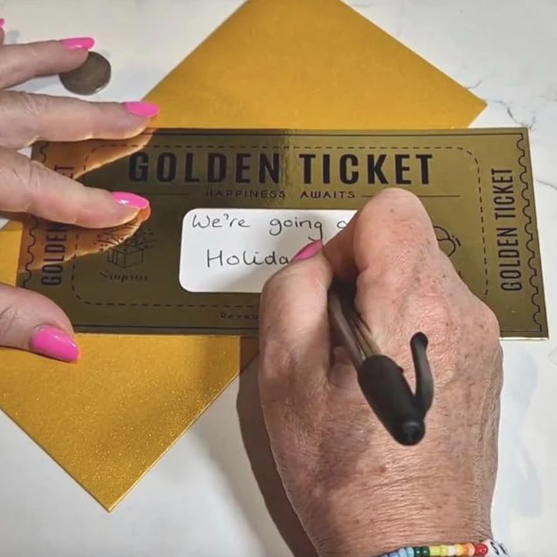 1Set Deluxe Golden Ticket Surprise Scratch Off Card Christmas Surprise Reveal Card Scratch Off Ticket Surprise Gift Raffle Gift