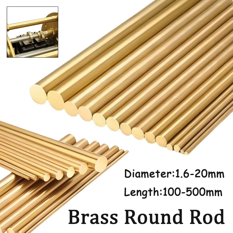Brass Round Bar Rod Diameter 1.6-20mm For DIY Handle Circular Wire Tube Model Making Brass Rod Hardware Length 100-500mm