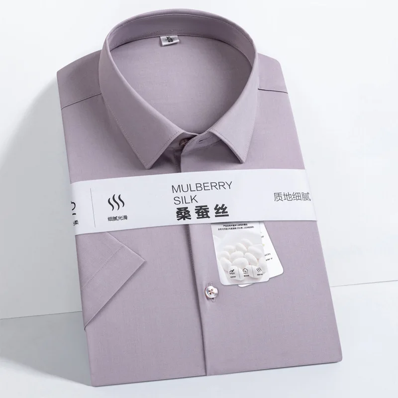 10XL يناسب 126 كجم مشروط الحرير الأبيض قميص الرجال بأكمام طويلة الأعمال عادية قصيرة الأكمام قميص رجالي حجم كبير وطويل القامة سهلة الرعاية