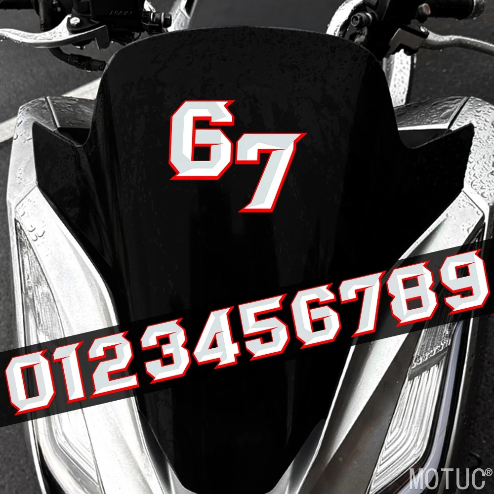 

1PC Racing Style 0-9 Number Motorcycle Stickers Waterproof Vinyl Decal for Fuel Tank Fairing Helmet Bicycle Exterior Decoration