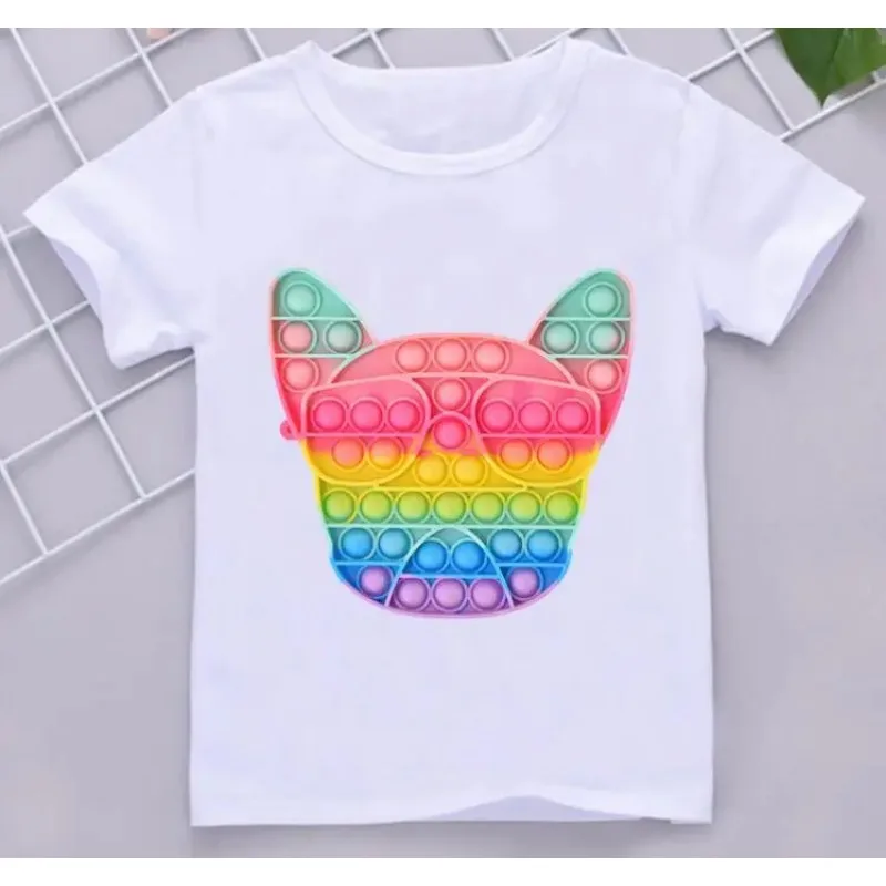 Cute and Funny Rainbow Birthday Hot SaleCake T-Shirt Toy T-Shirt Popular Boys and Girls  Harajuku Street Boys and Girls T-Shirts