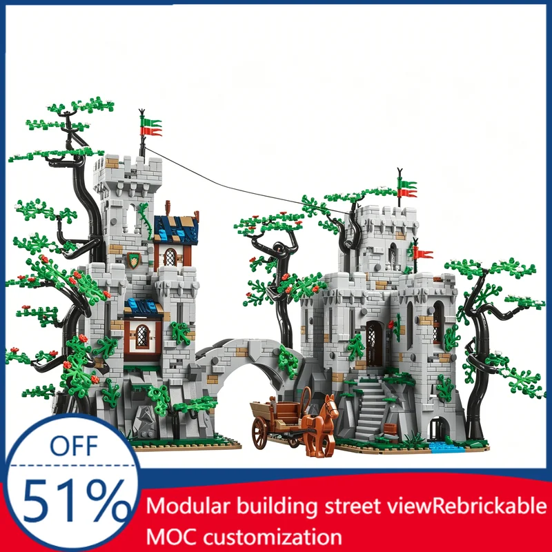 NEW 3396 PCS Customize Series Medieval Architecture Forest Fortress Mini-Building MOC Block Model Diy Toys Kid Christmas Gifts