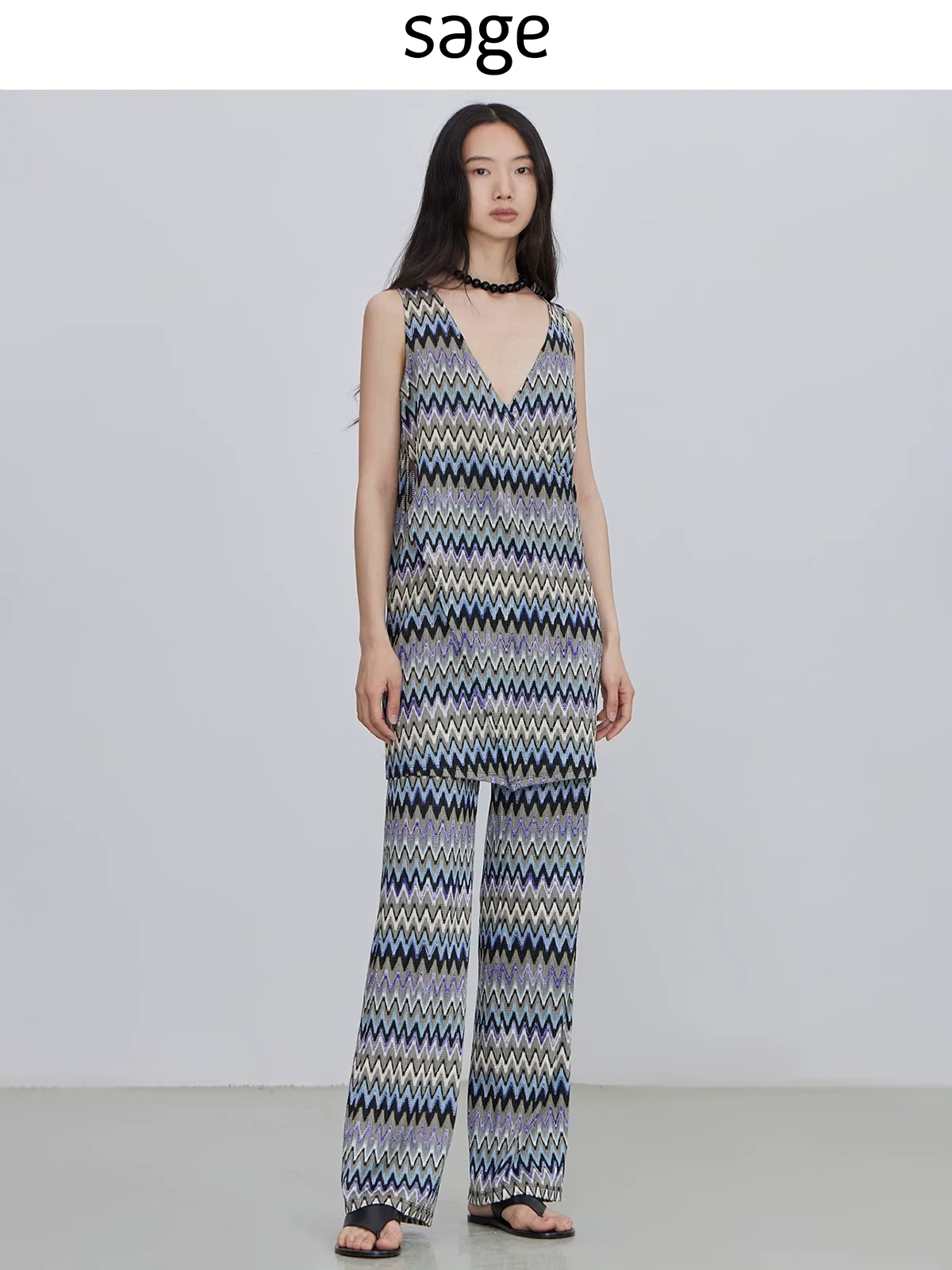 

n Abstract Wave Interweave Deconstructed Overlap Svel Top Set Faionable Polyester Spring Collection