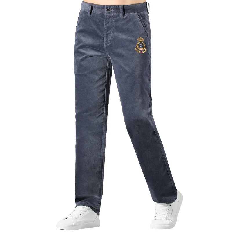 2024 Autumn Winter Corduroy Pants for Men Casual Cotton Loose Flat velvet Mens Trousers Mid Waist Korean Style Free Delivery