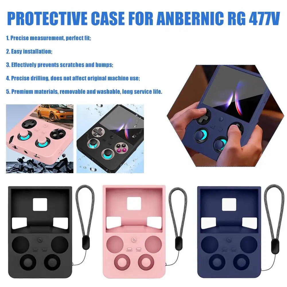 

Мягкий защитный силиконовый чехол для игровой консоли Anbernic RG477V с 4 колпачками для джойстиков, мягкий чехол, игровые аксессуары RG477V
