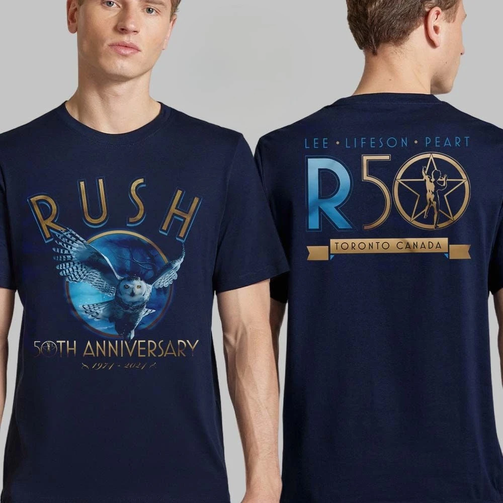 Neues Rush 50th Cotton Band Shirt Unisex Sommer Kurzarm Mode Marken-T-Shirt Luxus Casual Vintage T-Shirt