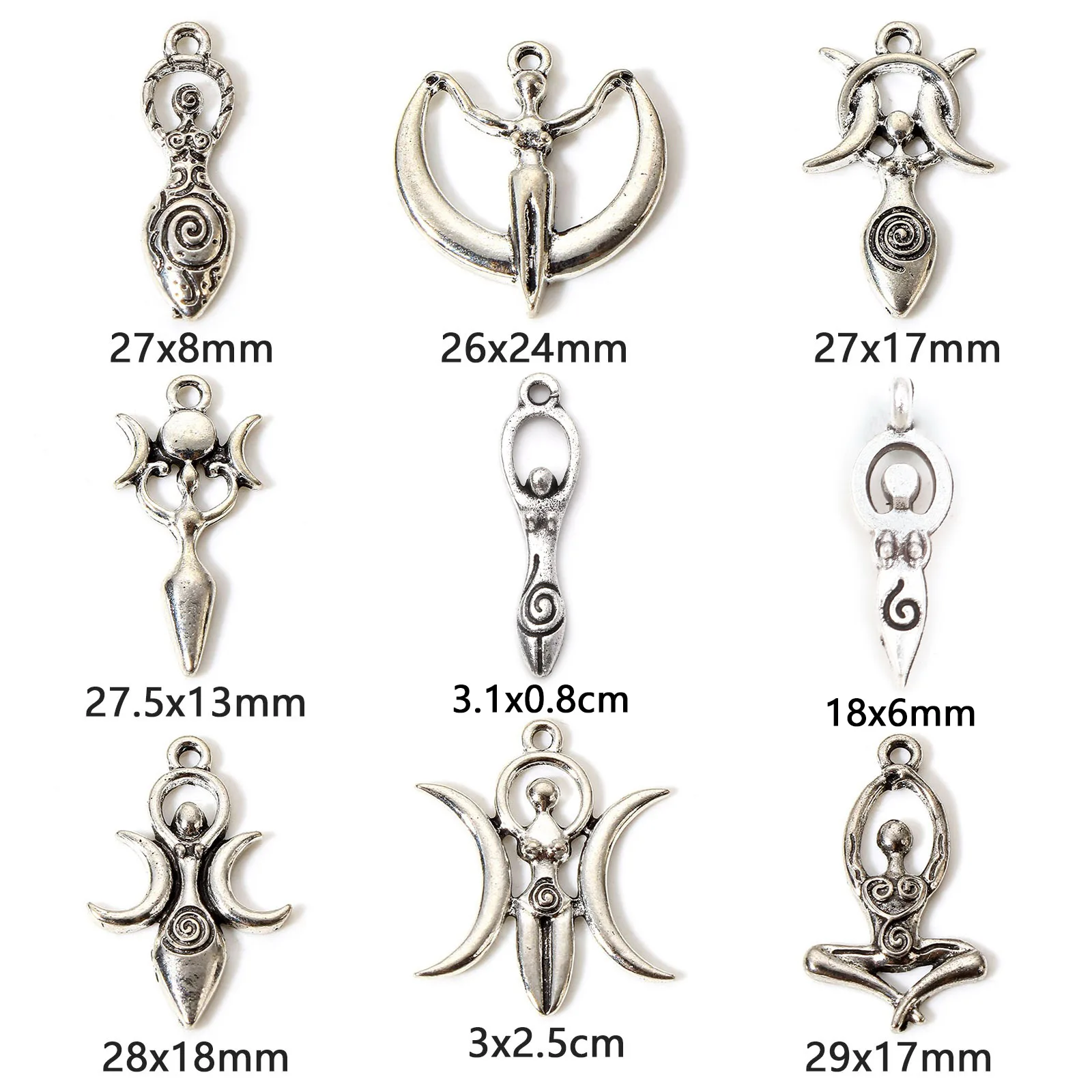 Zinc Based Alloy Mother\'s Day Charms Venus Of Willendorf Fertility Goddess Pregnancy Moon Antique Silver Color Pendants 10 PCs