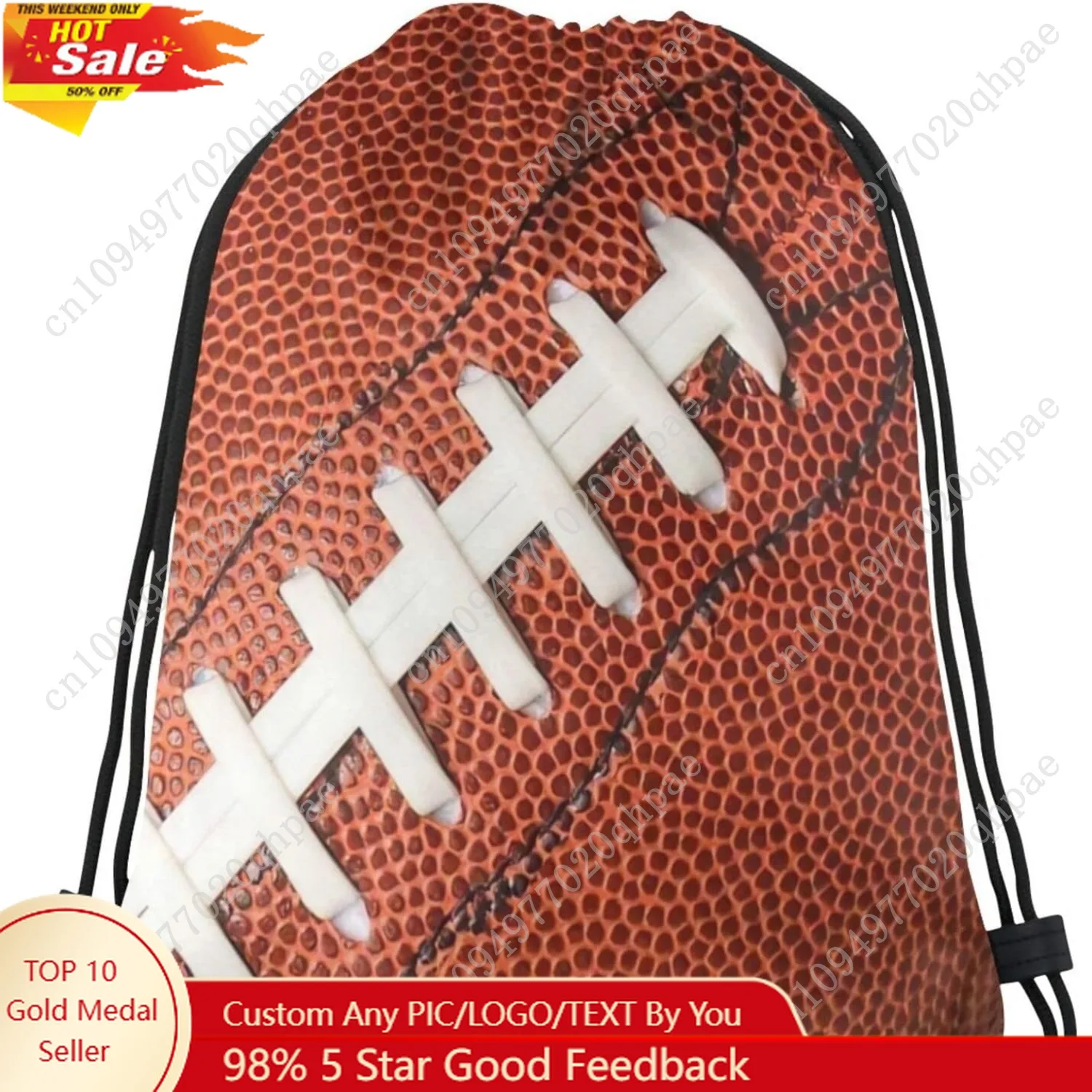 

Football Drawstring Backpack Bag American Football Ball Pattern Sports Gym Sack Decorative Ball Team Popular Art Drawstring One