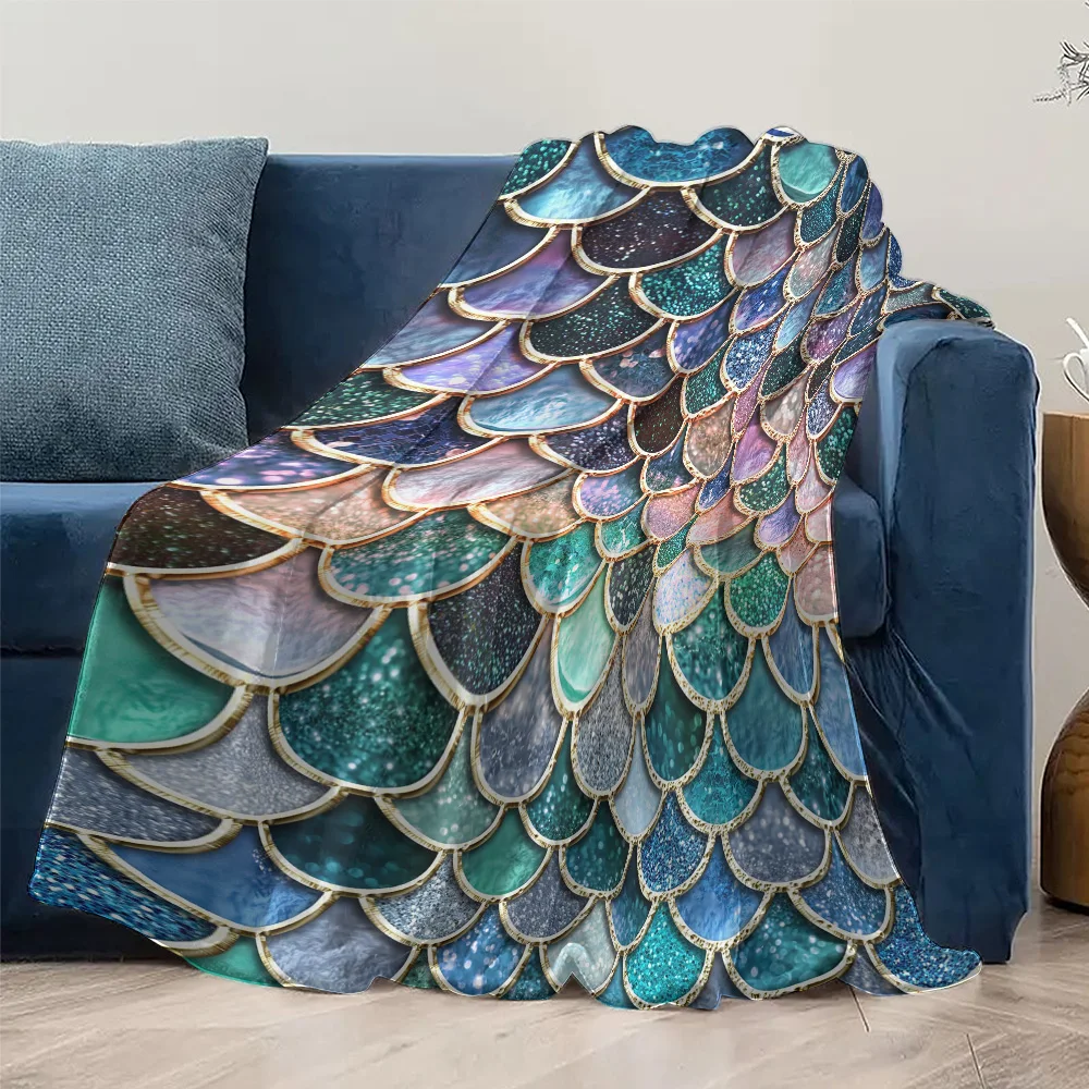 

Радужное одеяло с чешуей русалки для дивана-кровати, путешествий, кемпинга, гостиной, офиса, кондиционера, одеяло для всех сезонов, подарки