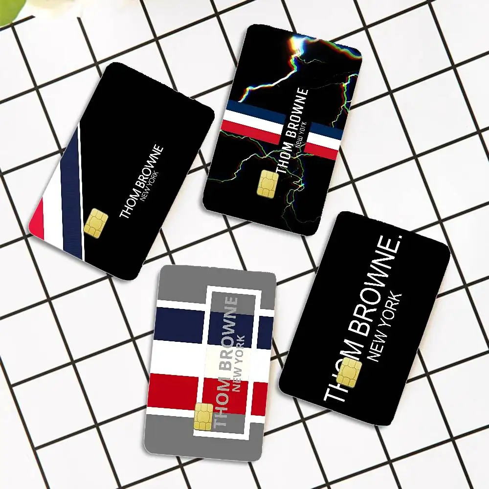 Pegatinas de piel de tarjeta de crédito t-tom b-marrón de marca de moda para tarjeta bancaria VISA, pegatina de tarjeta de transporte, regalo antiarañazos para mujer