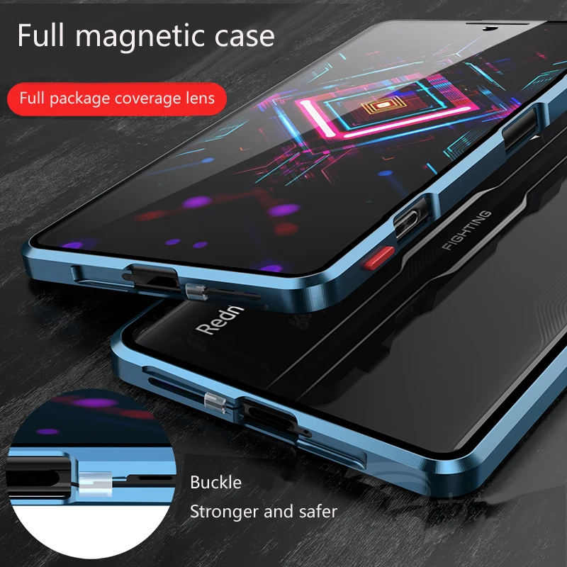 Metal Magnetic Phone Case for XIAOMI MI Poco X6 Pro X7 X8 Pro Max Double-Sided Glass Cover Cases with Snap Lock