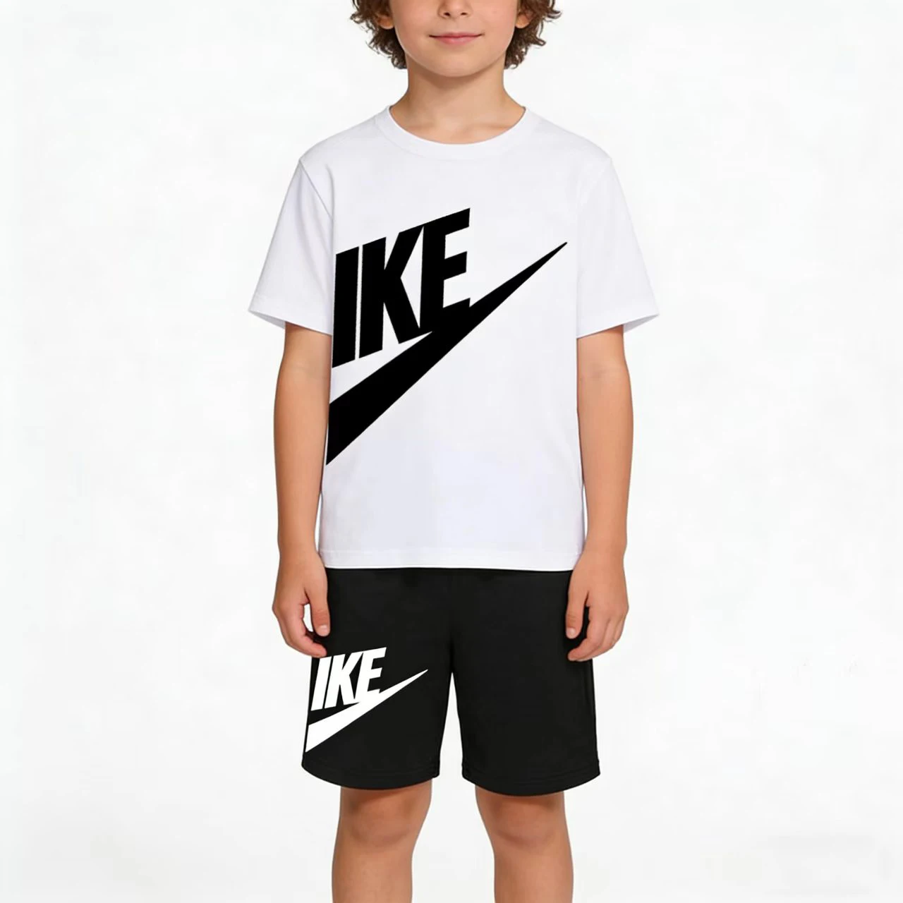 

kids 3-12Yrs Charming Coat Short-sleeved Summer Cool Clothing T-shirt+Shorts Boys Girls Sports Casual Sunshine Jogging Party Set