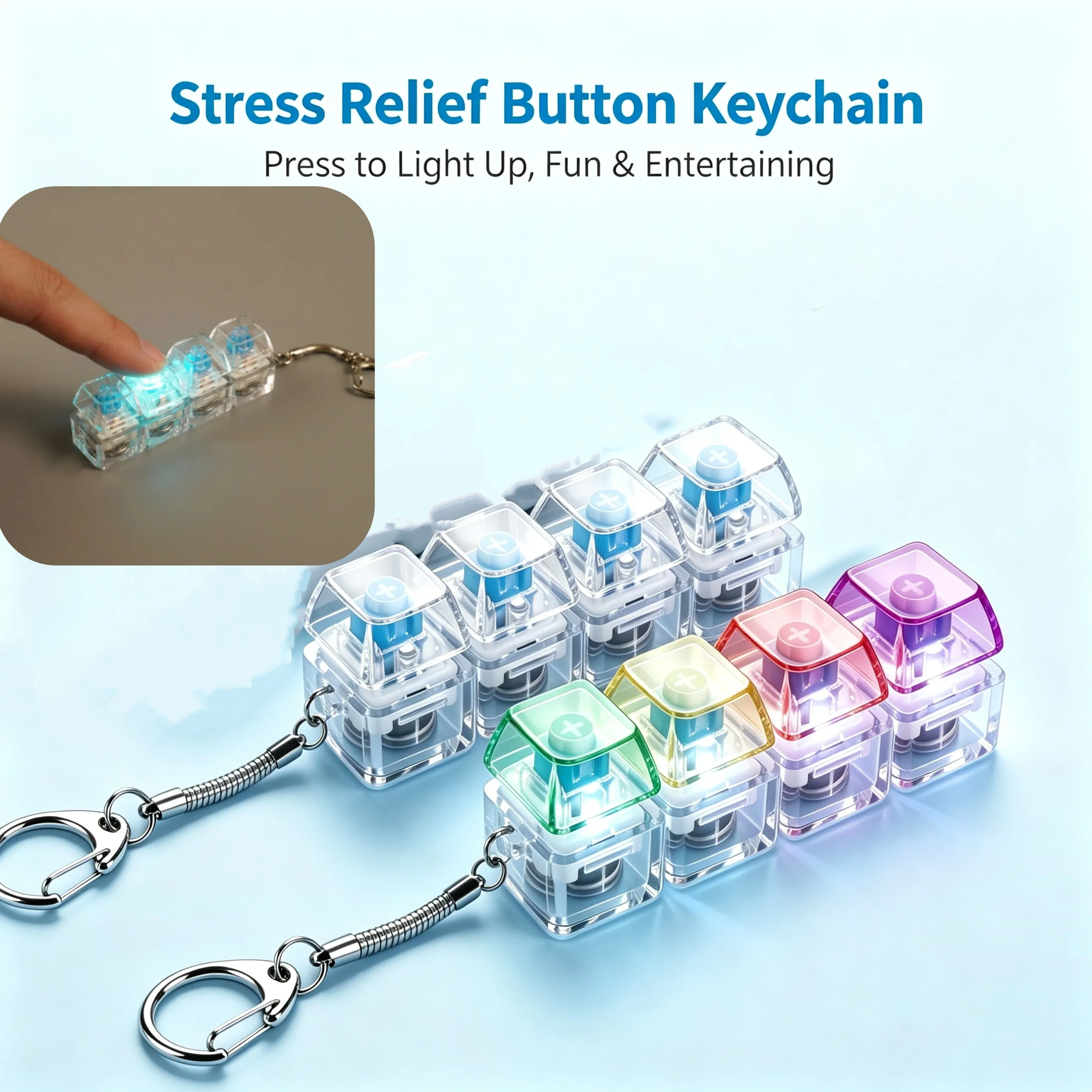 Electronics Gadgets Sale - 1PC Chaveiro Fidget Clicker Transparente RGB