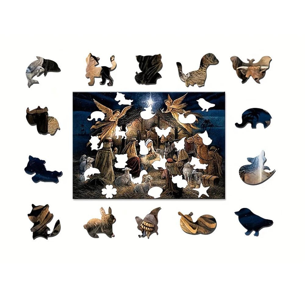 لغز خشبي غير منتظم على شكل حيوان للبالغين ، جماهير عيد الشكر ، صندوق هدايا عيد الميلاد ، تخفيف التوتر ، هدية جميلة