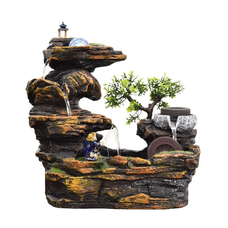 

Rockery flowing water fountain circulating water lucky feng shui wheel ornament indoor desktop transfer ball water cart high