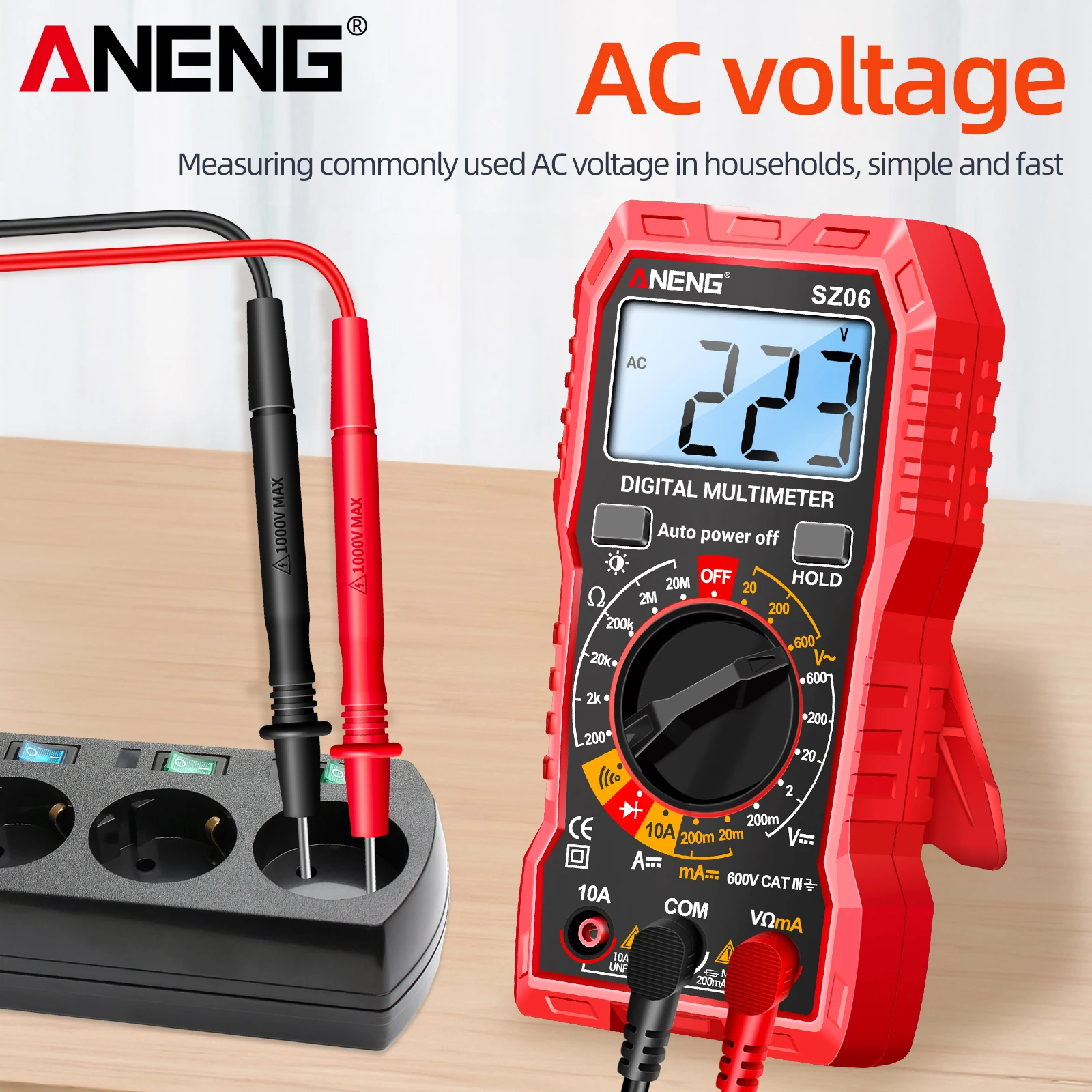 Professional Multimeter Tester SZ06 Digital Intelligent Mini AC/DC Voltage Multimetro DC Current Diode Backlit Screen Tester Too