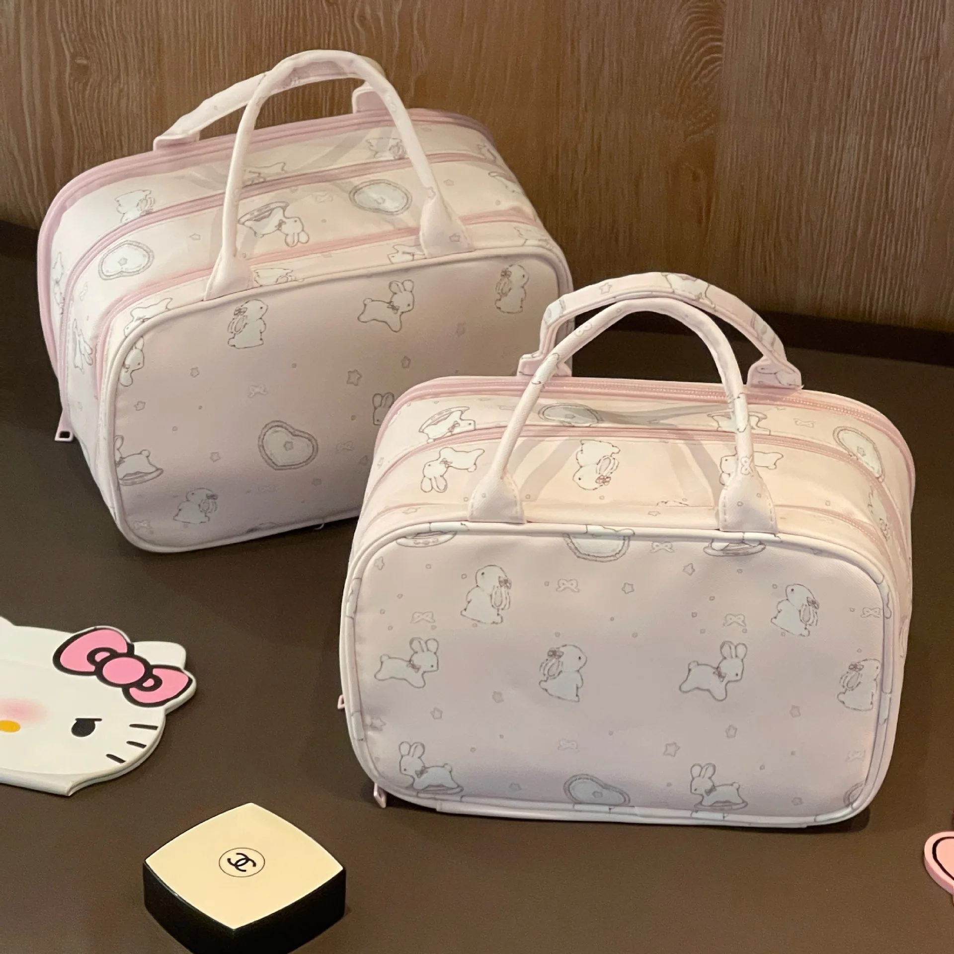 

2026 New Cosmetic Bag Large Capacity Cute Rabbit Printed Portable Cosmetic Bag Portable Wash Storage Bag