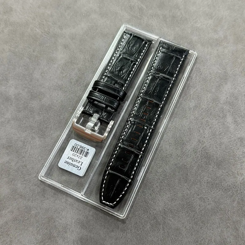 FUYIJIA cinturino da uomo in pelle di vacchetta con motivo coccodrillo personalizzato a sgancio rapido cinturino da 22 mm cinturini con fibbia ad ardiglione in acciaio inossidabile 316L