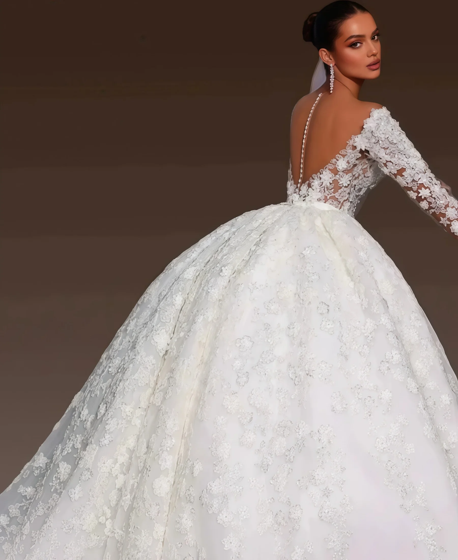 Customized Elegance Lace Appliques Wedding Dress Luxury Shining Beads Off The Shoulder Bridal Gown Wedding Dress With Flowers
